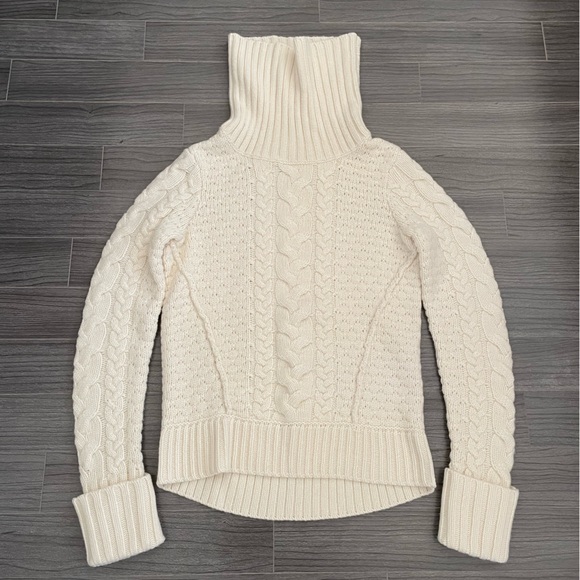 Veronica Beard Sereia Cable-knit Turtleneck Sweater - Ivory. Size XS. - Picture 5 of 11